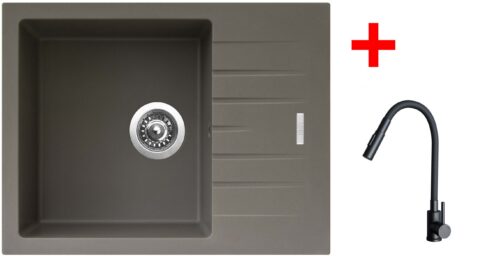 Sinks PERFECTO 650 Truffle + ELASTA S černá matná