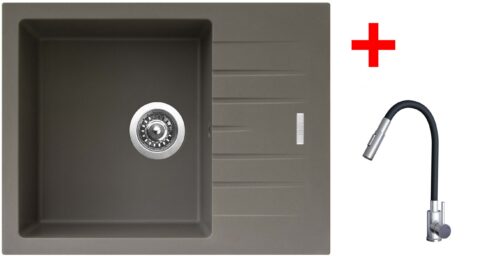 Sinks PERFECTO 650 Truffle + ELASTA S nerez/černá
