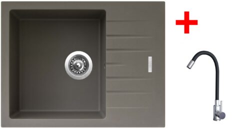 Sinks PERFECTO 650 Truffle + Elasta nerez/černá