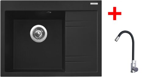 Sinks RIM 650 L Metalblack + Elasta nerez/černá