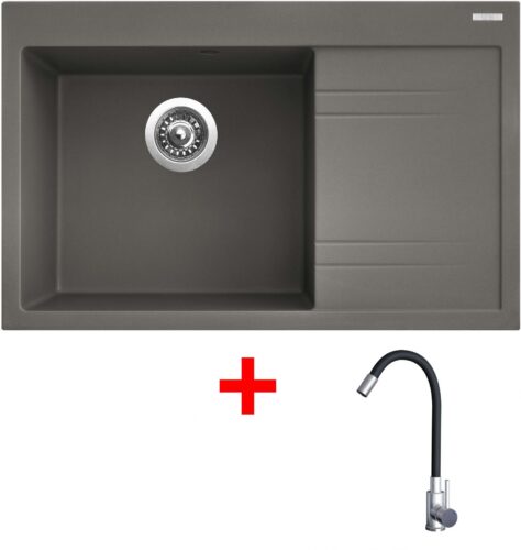 Sinks RIM 780 L Truffle + Elasta nerez/černá
