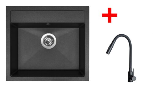 Sinks SOLO 560 Granblack + ELASTA S černá matná