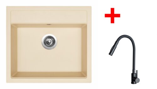 Sinks SOLO 560 Sahara + ELASTA S černá matná