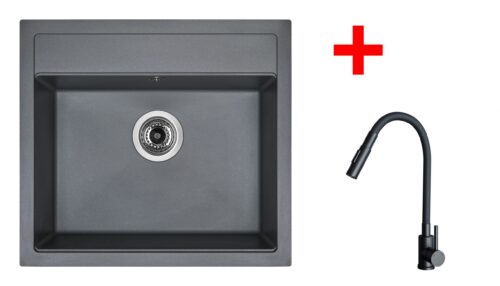 Sinks SOLO 560 Titanium + ELASTA S černá matná