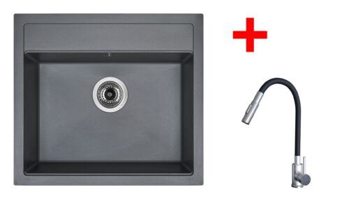 Sinks SOLO 560 Titanium + ELASTA S nerez/černá