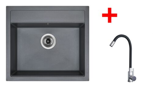 Sinks SOLO 560 Titanium + Elasta nerez/černá