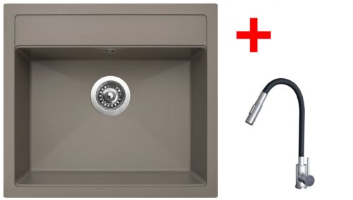 Sinks SOLO 560 Truffle + ELASTA S nerez/černá