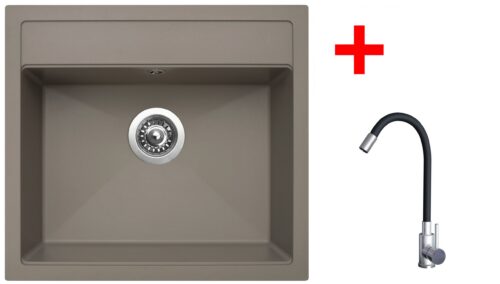 Sinks SOLO 560 Truffle + Elasta nerez/černá