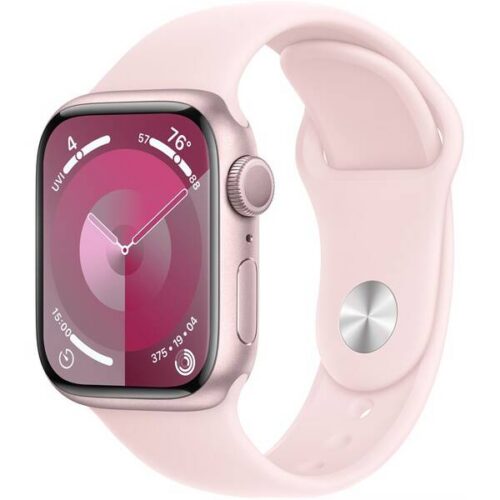 Apple Watch Series 9 45mm GPS (Stav A) Růžový hliník s temně modrým sportovním řemínkem MNK43CS/A