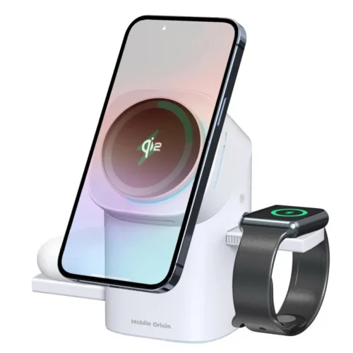 Bezdrátová nabíječka Mobile Origin 3in1 Wireless Charging Qi2 Station PW11 - bílá - Obrázek 2