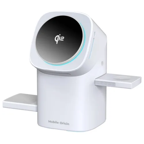 Bezdrátová nabíječka Mobile Origin 3in1 Wireless Charging Qi2 Station PW11 - bílá