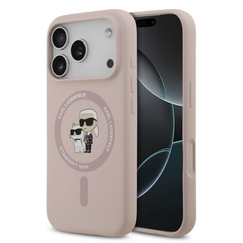 Karl Lagerfeld Liquid Silicone Karl and Choupette MagSafe Zadní Kryt pro iPhone 17 Pro Pink KLHMP17LSCMKCRHP