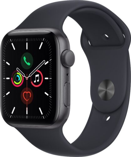 Apple Watch SE 44mm GPS (Stav A) Černý hliník s temně modrým sportovním řemínkem