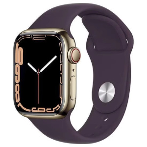 Apple Watch Series 7 45mm Cellular (Stav A-) Zlatá nerezová ocel se švestkovým sportovním řemínkem