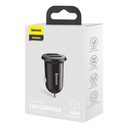 Baseus CCALLP-01 Grain Pro Nabíječka do Auta 2xUSB 4.8A Black 6953156202009