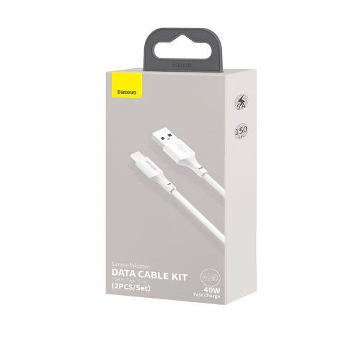Baseus Type-C Simple Wisdom cable (2pcs/set) 5A 1.5m White (TZCATZJ-02) - Obrázek 6