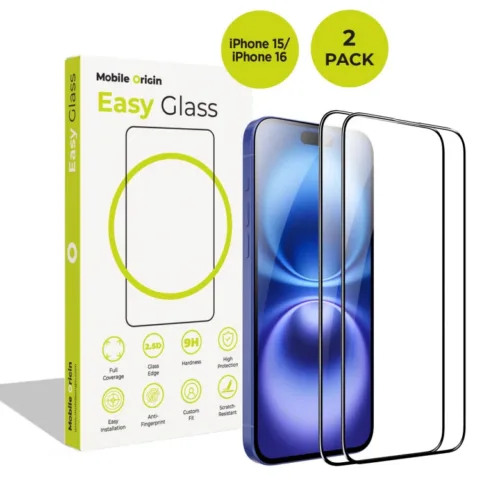 Ochranné sklo pro iPhone 15 / 16 Mobile Origin EasyGlass - 2 ks