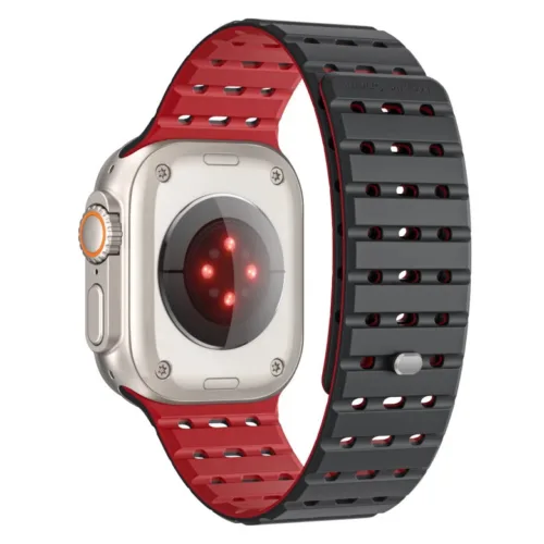 Řemínek pro Apple Watch 44/45/46/49 mm Mobile Origin Elegant Strap s magnetickým zapínáním – černo-červený - Obrázek 2