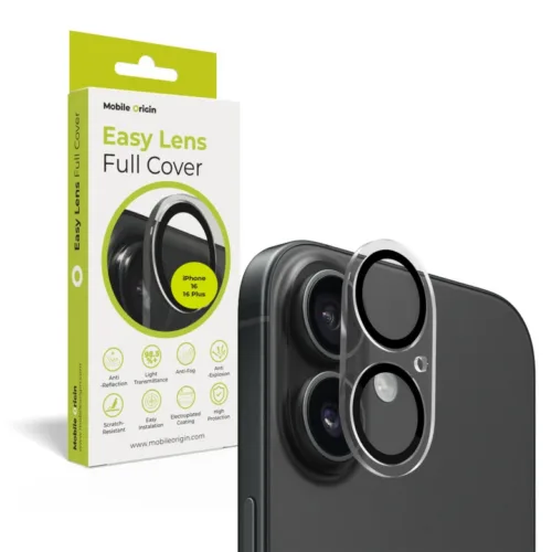 Sklo na fotoaparát pro iPhone 16 / 16 Plus Mobile Origin Easy Lens Full Cover - průhledné