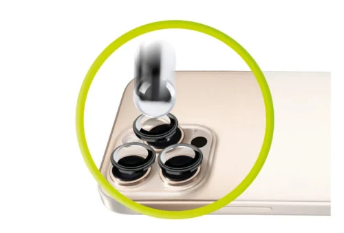 Sklo na fotoaparát pro iPhone 16 Pro / 16 Pro Max Mobile Origin Easy Lens Full Cover - černé - Obrázek 2