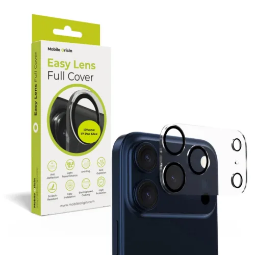 Sklo na fotoaparát pro iPhone 17 Pro / 17 Pro Max Mobile Origin Easy Lens Full Cover - průhledné