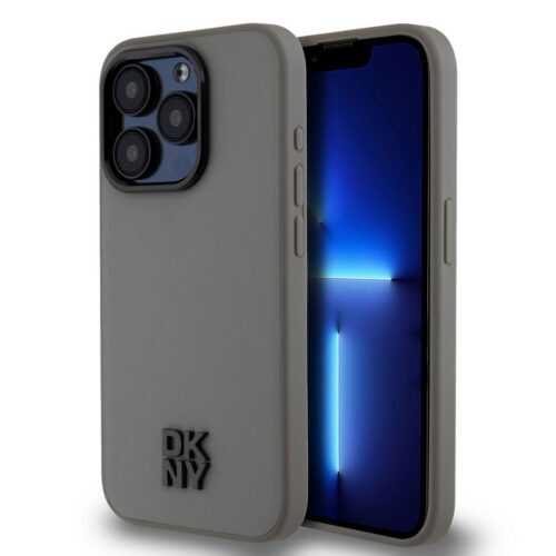 DKNY PU Leather Stack Logo Magsafe Zadní Kryt pro iPhone 15 Pro Max Grey DKHMP15XPSMCSLE