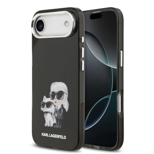 Karl Lagerfeld IML Aquarelle Karl and Choupette Zadní Kryt pro iPhone Air Black KLHMP17MHMKCAQOK