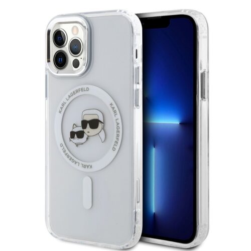 Karl Lagerfeld IML K&CH Heads Metal Frame MagSafe Zadní Kryt pro iPhone 12/12 Pro Transparent KLHMP12MHLSKCH