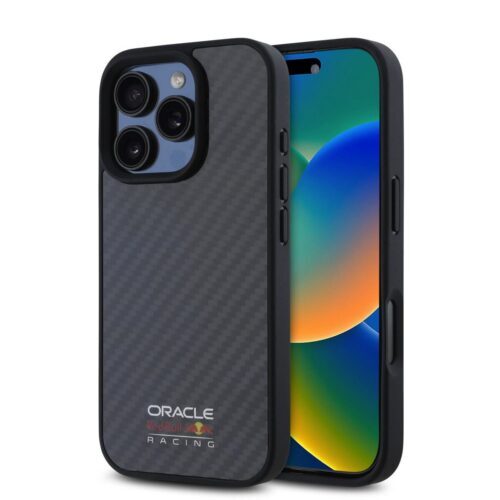 Red Bull Carbon Shiny Logo MagSafe Zadní Kryt pro iPhone 16 Pro Max Black RBHMP16X24CFILSK