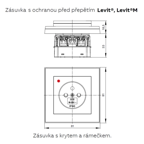 ABB Levit zásuvka bílá/kouřová černá 5599H-A02357 62 s přepěťovou ochranou - Obrázek 2