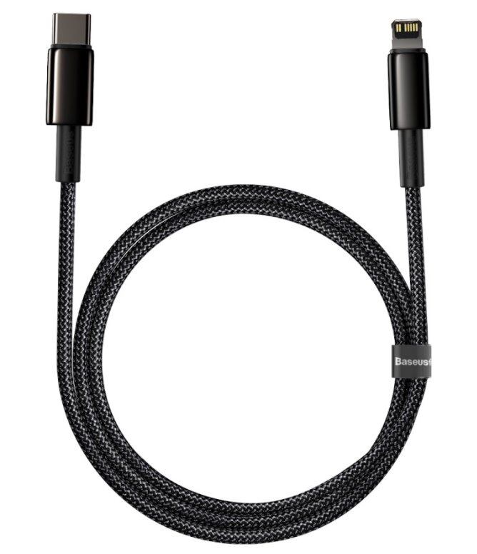 Baseus CATLWJ-01 Tungsten Gold Fast Charge Kabel USB-C to Lightning 20W 1m Black 6953156232037