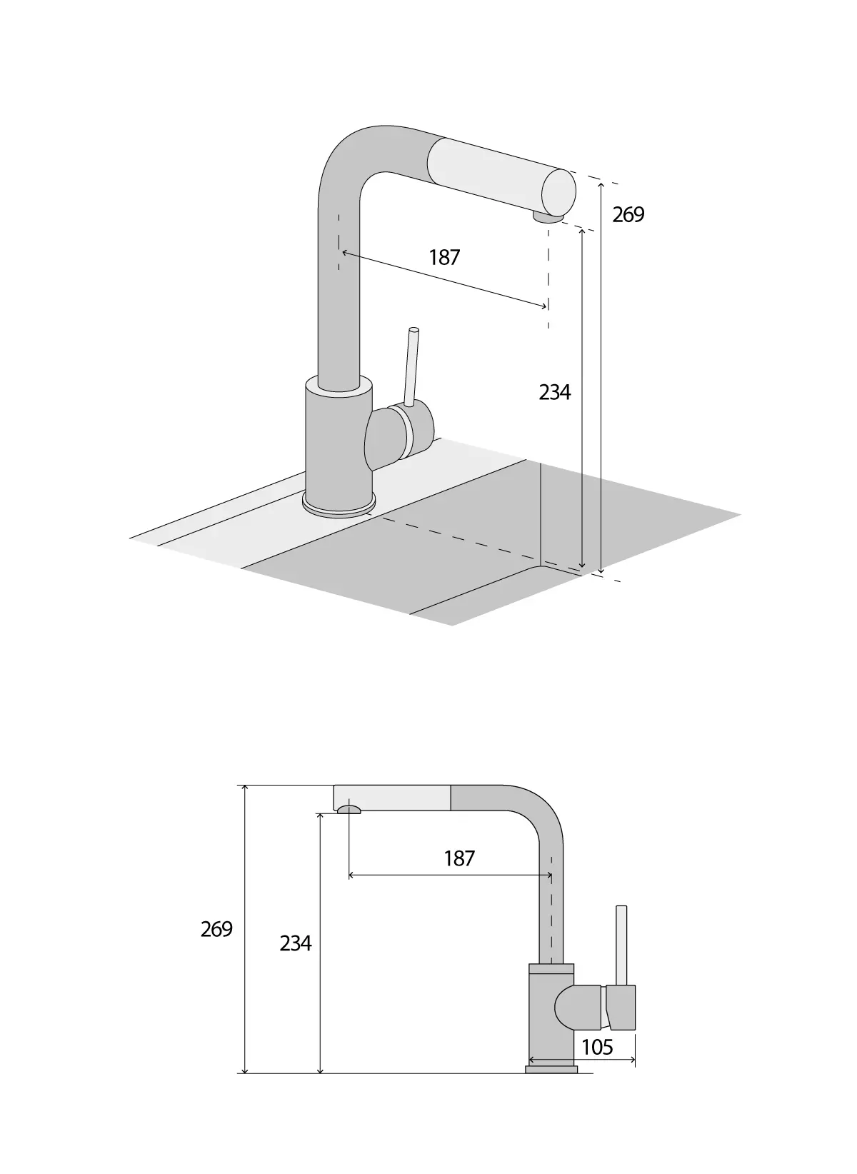 Concept Dřezová baterie se sprchou BDG4527dg TMAVĚ ŠEDÁ - Obrázek 2