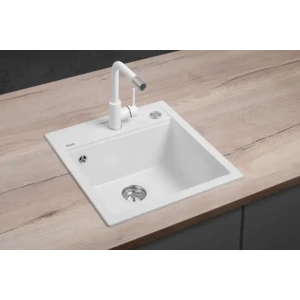 Concept Granitový dřez bez odkapu DG00C50wh Cubis BÍLÝ