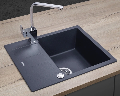 Concept Granitový dřez s odkapem DG05C45dg Cubis TMAVĚ ŠEDÝ