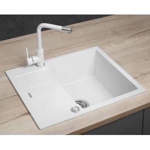 Concept Granitový dřez s odkapem DG05C45wh Cubis BÍLÝ