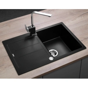 Concept Granitový dřez s odkapem DG10C45bc Cubis ČERNÝ