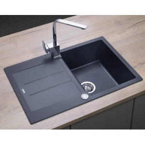 Concept Granitový dřez s odkapem DG10C45dg Cubis TMAVĚ ŠEDÝ