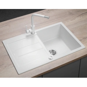 Concept Granitový dřez s odkapem DG10C45wh Cubis BÍLÝ