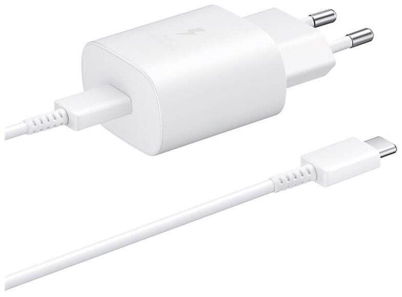 EP-TA800EWE + EP-DA705BWE Samsung 25W Cestovní nabíječka + USB-C/USB-C Datový Kabel White (OOB Bulk)