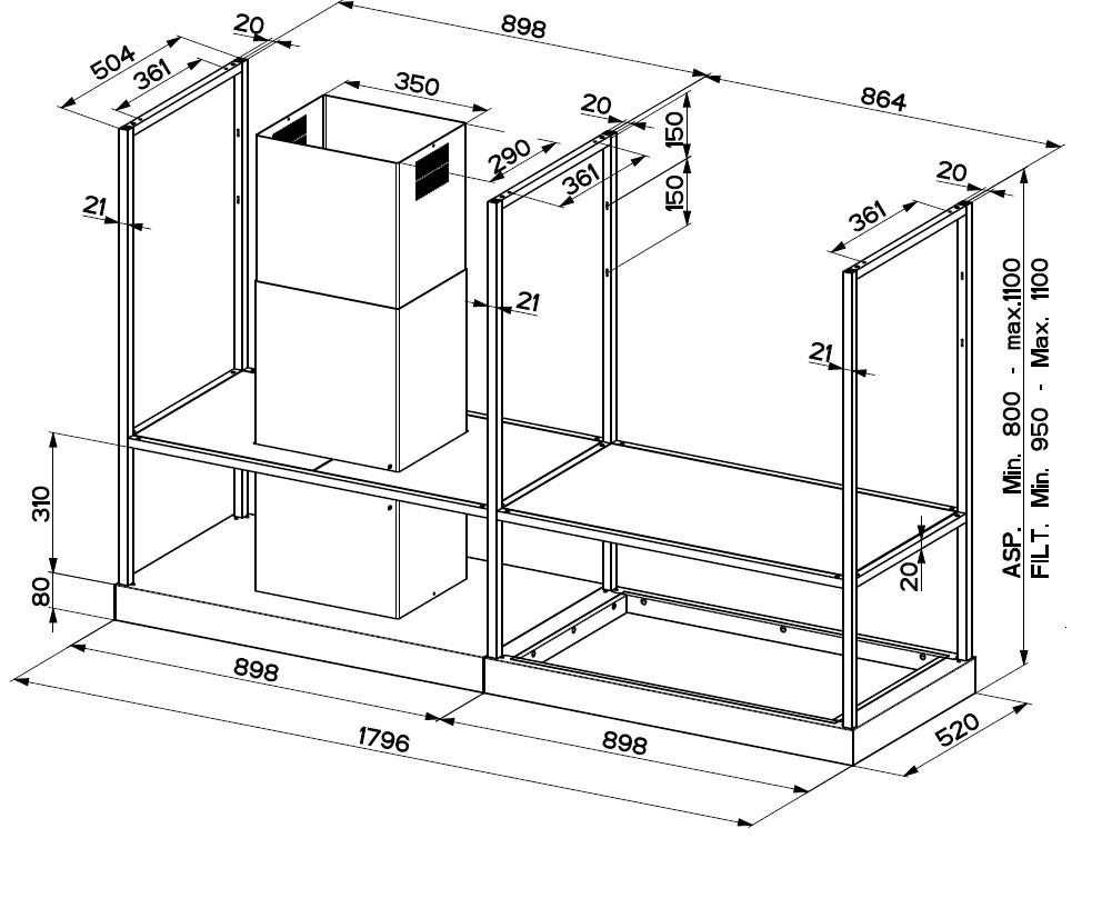 Faber T-SHELF BK MATT A180 Ostrůvkový odsavač par - Obrázek 2
