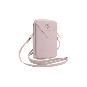 Guess PU Grained 4G Metal Logo Taška na Telefon se Zipem Pink GUWBZPGSTEGP