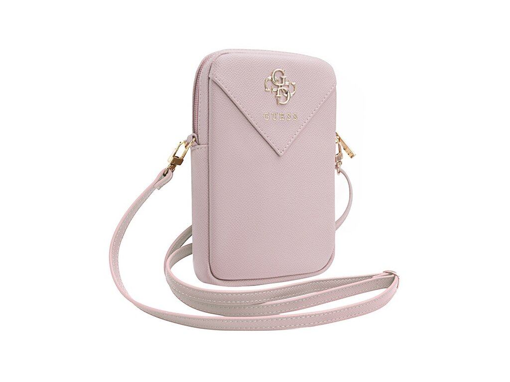 Guess PU Grained 4G Metal Logo Taška na Telefon se Zipem Pink GUWBZPGSTEGP
