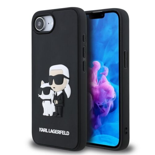 Karl Lagerfeld 3D Rubber Karl and Choupette Zadní Kryt pro iPhone 16e/17e Black KLHCPSE43DRKCNK