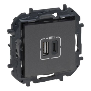 Legrand Niloé Step nabíječka USB A+C 3A ocel 863440B