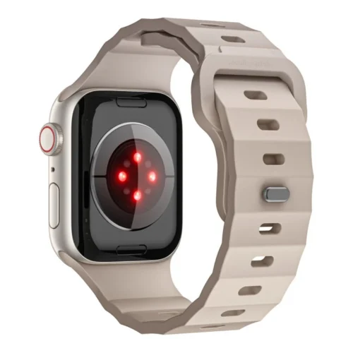 Řemínek pro Apple Watch 44/45/46/49 mm Mobile Origin FKM Strap s kovovým zapínáním - béžový - Obrázek 2