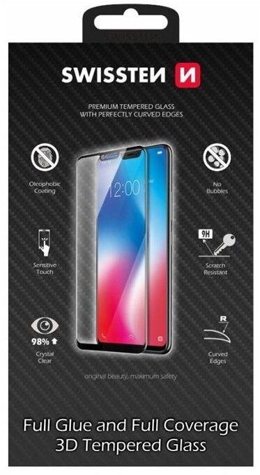 SWISSTEN Sklo Ultra Durable 3D Full Glue Glass Samsung A415 Galaxy A41 Black 8595217471719
