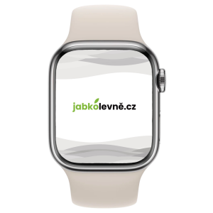 Apple Watch Series 7 41mm Cellular (Stav A-) Stříbrná nerezová ocel s bílým sportovním řemínkem