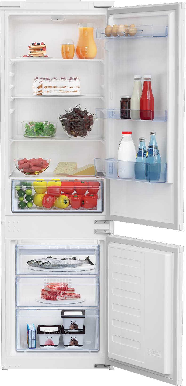 Beko BCSA285K4SN vestavná kombinovaná lednice
