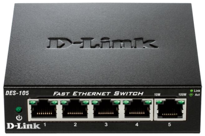 D-Link DES-105 kovový 5-port 10/100 Desktop Switch DES-105/E