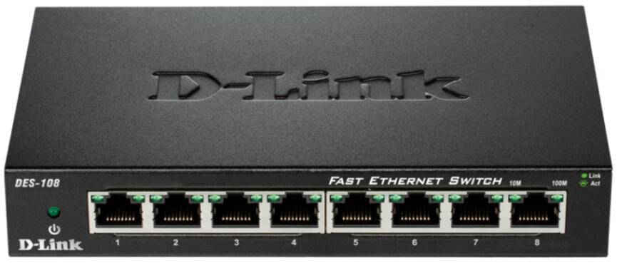 D-Link DES-108 kovový 8-port 10/100 Desktop Switch DES-108/E